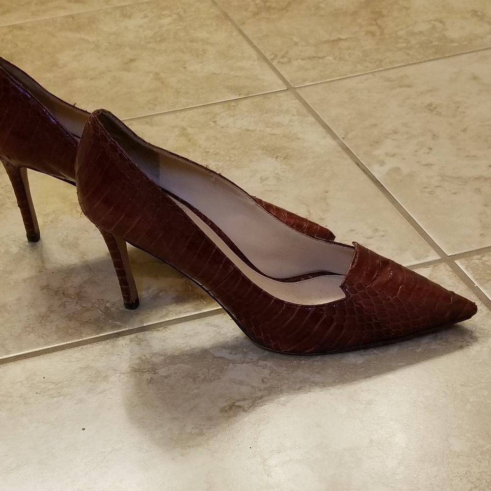 Vince Camuto Red-wine Snakeskin Heels